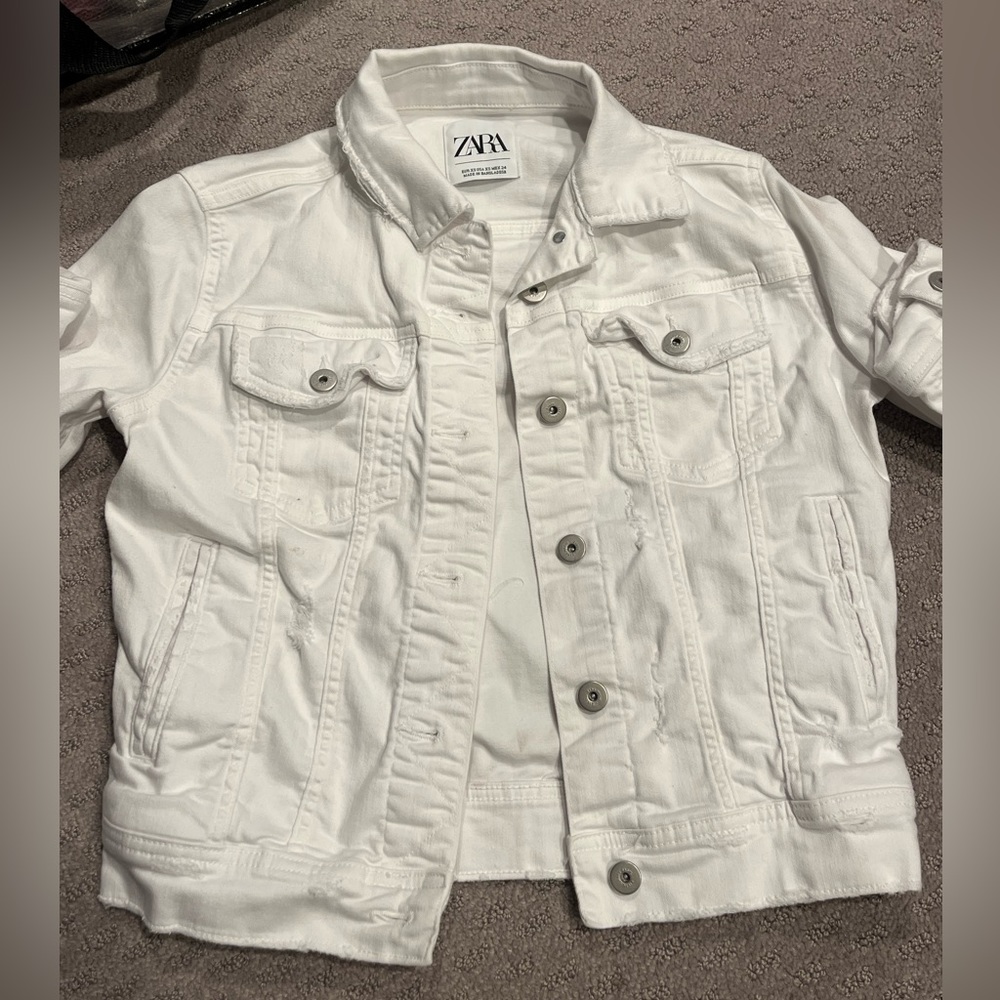 Zara White Denim Jacket
